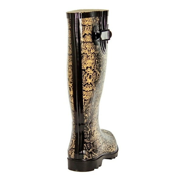 Women's Rainboots, Tall Rubber Rain Boots,  RB-1405, Snake, Size 6 - Picture 3 of 4